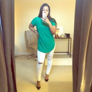 Green textured tunic top